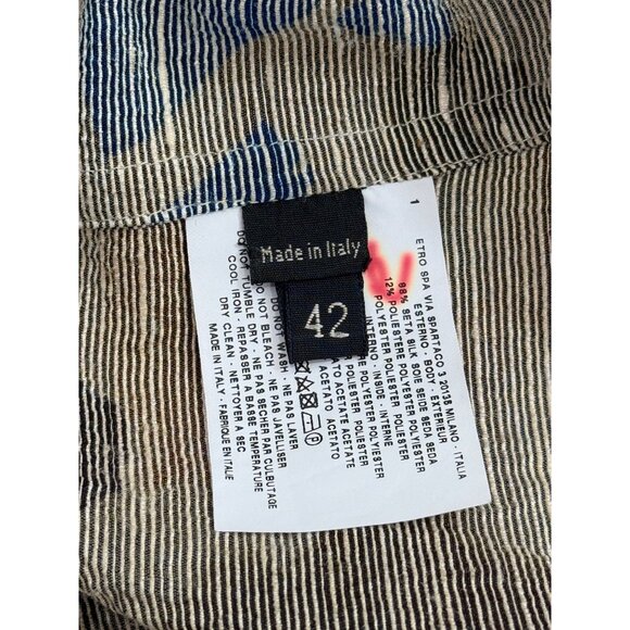 Etro Milano Womens Textured Blazer Abstract Blue Tan Silk Italy Size 42 / US 6 - Picture 5 of 8